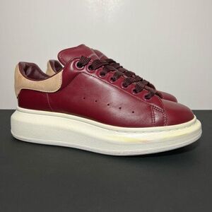 Womens ALEXANDER MCQUEEN Oversize Burgundy Red Leather Trainers / Size 6.5